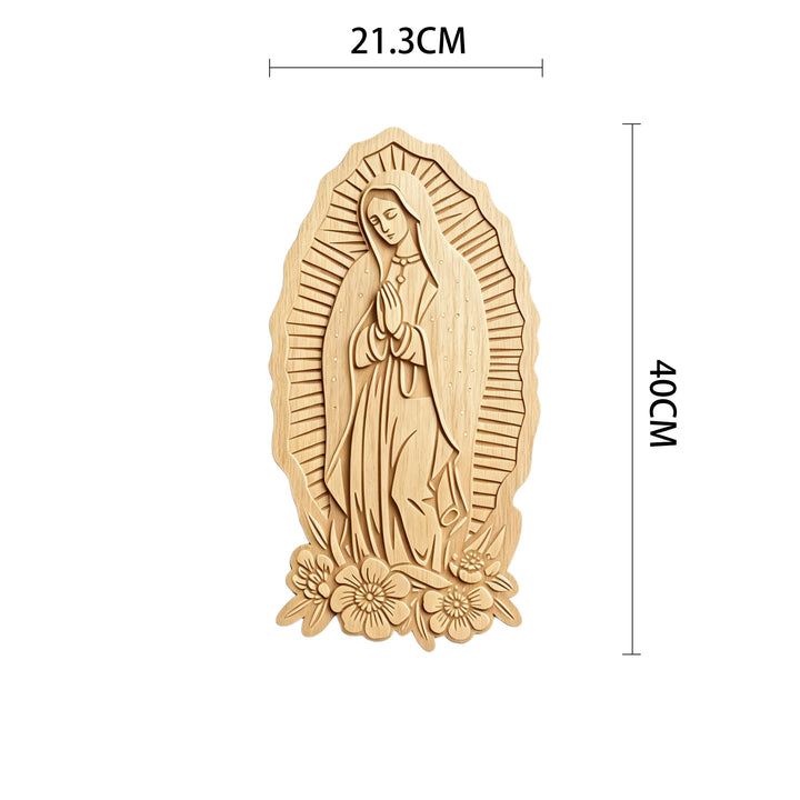 Christianartworkshop Targa da parete in legno "Aureola Radiosa" della Madonna di Guadalupe: Emblema di dolce protezione - 8,39''*15,75''*0,2''/21,3*40*0,5 cm - image 5