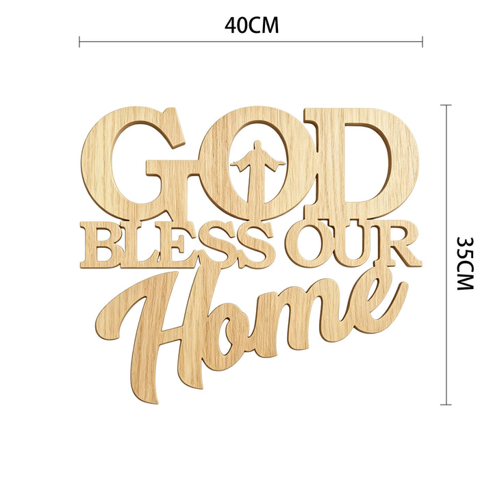 Christianartworkshop Silhouette Intarsiata God Bless Our Home Wooden Wall Sign: Emblema di benedizione familiare - 15,75''*13,78''*0,2''/40*35*0,5 cm - image 5