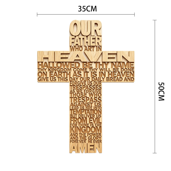 Christianartworkshop Targa murale in legno con croce e preghiera del Padre Nostro: simbolo di fede incrollabile - 13,78*15,75''*0,2''/35*50*0,5 cm - image 6