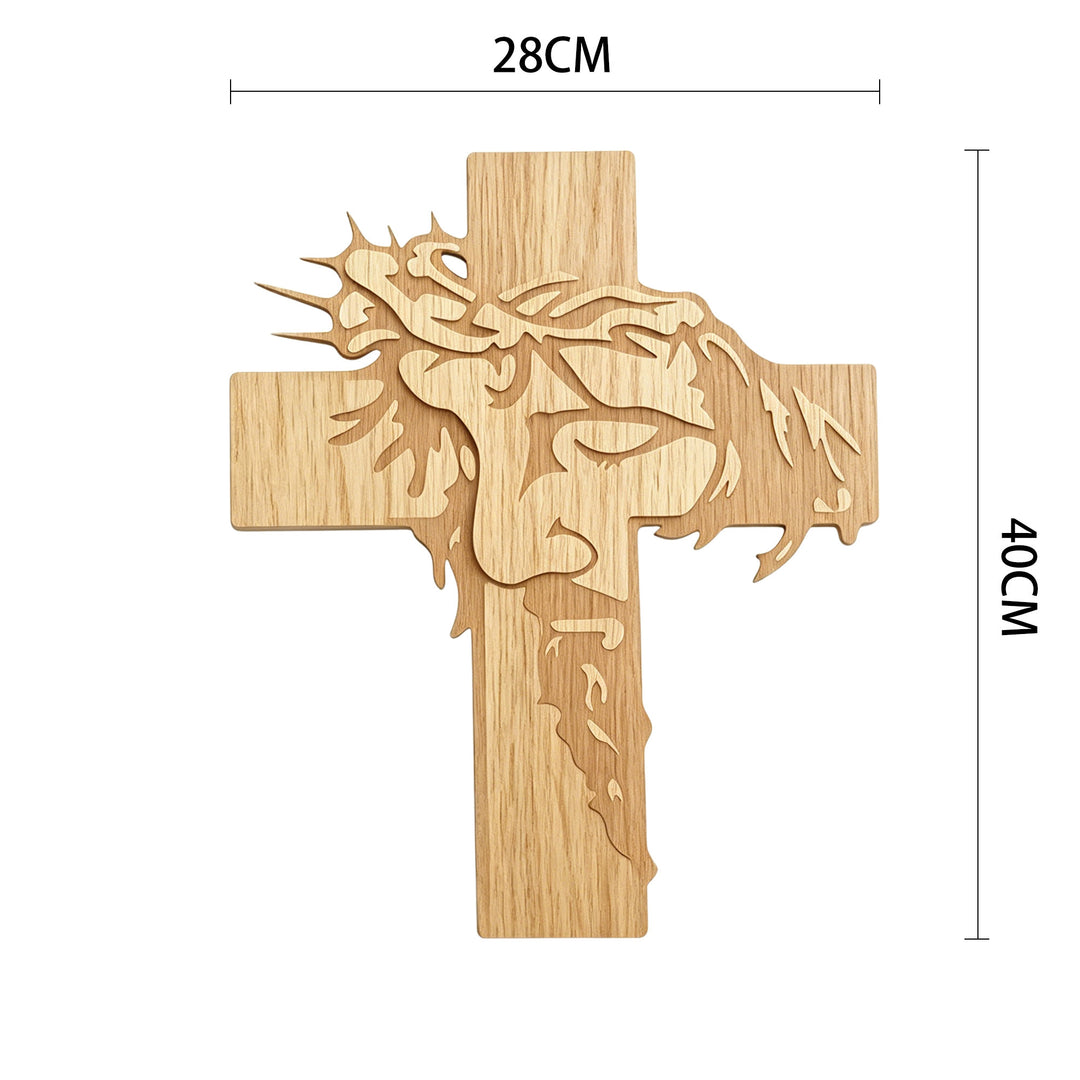 Christianartworkshop Gesù Volto Santo Meditativo con Corona di Spine e Croce - Targa da Parete in Legno: Emblema della Misericordia - 11,02''*15,75''*0,2''/28*40*0,5 cm - image 5