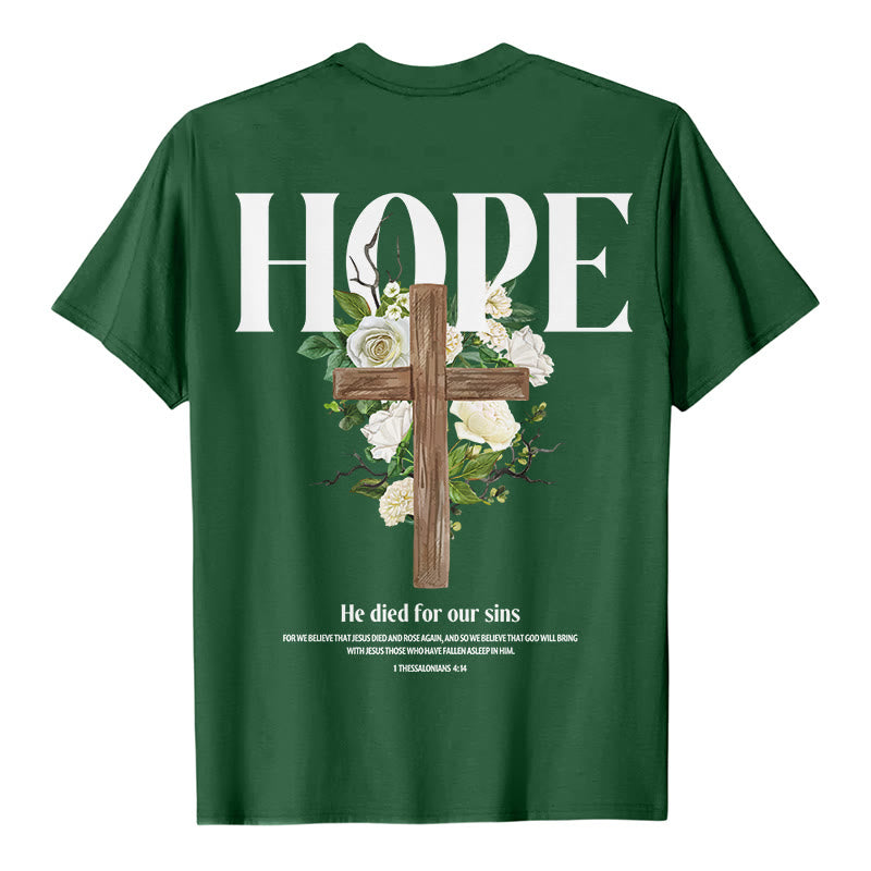 Maglietta con stampa croce della speranza Christianartworkshop - Verde scuro - 2XL - image 6