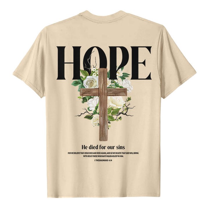 Maglietta con stampa croce della speranza Christianartworkshop - Beige - 2XL - image 2