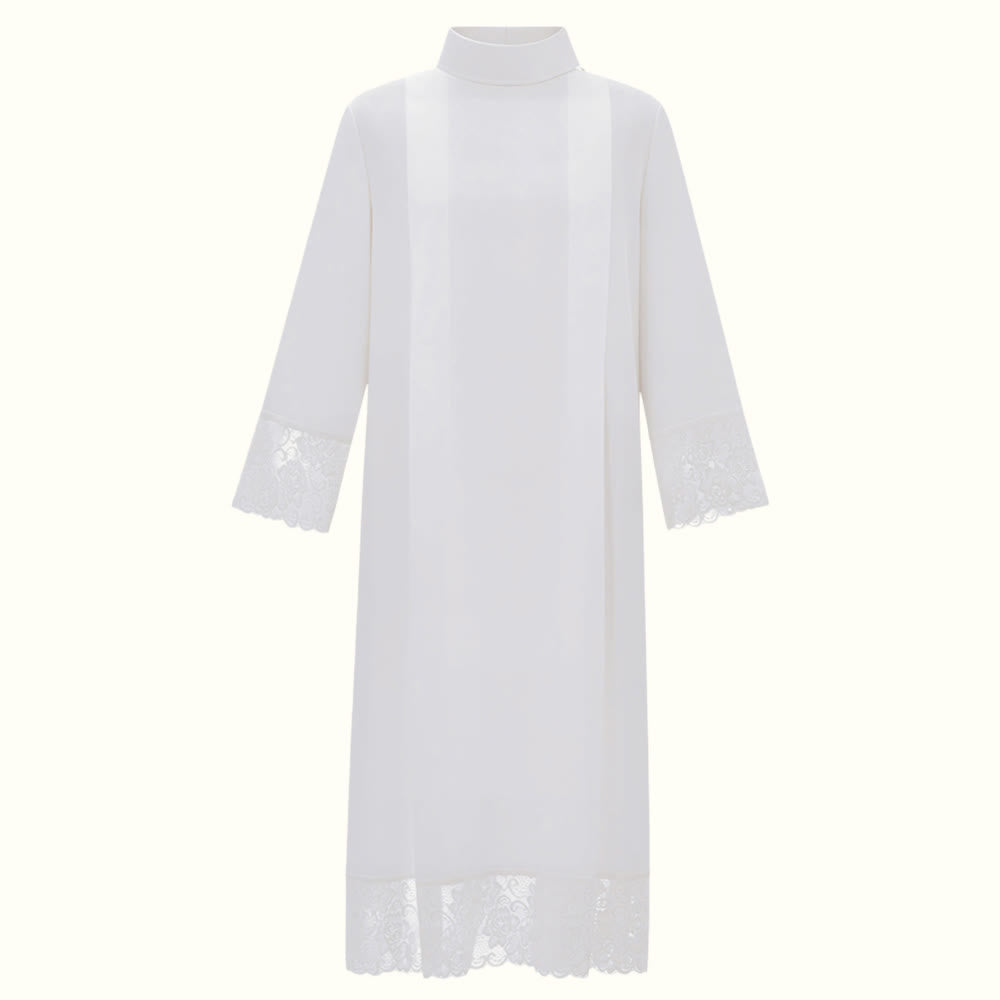 Christianartworkshop - Alba liturgica bianca con bordo in pizzo per cerimonie sacre - 3XL - image 2