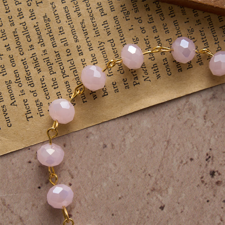 Christianartworkshop Braccialetto devozionale con cristalli rosa tenue, medaglia e croce della Madonna. - image 5