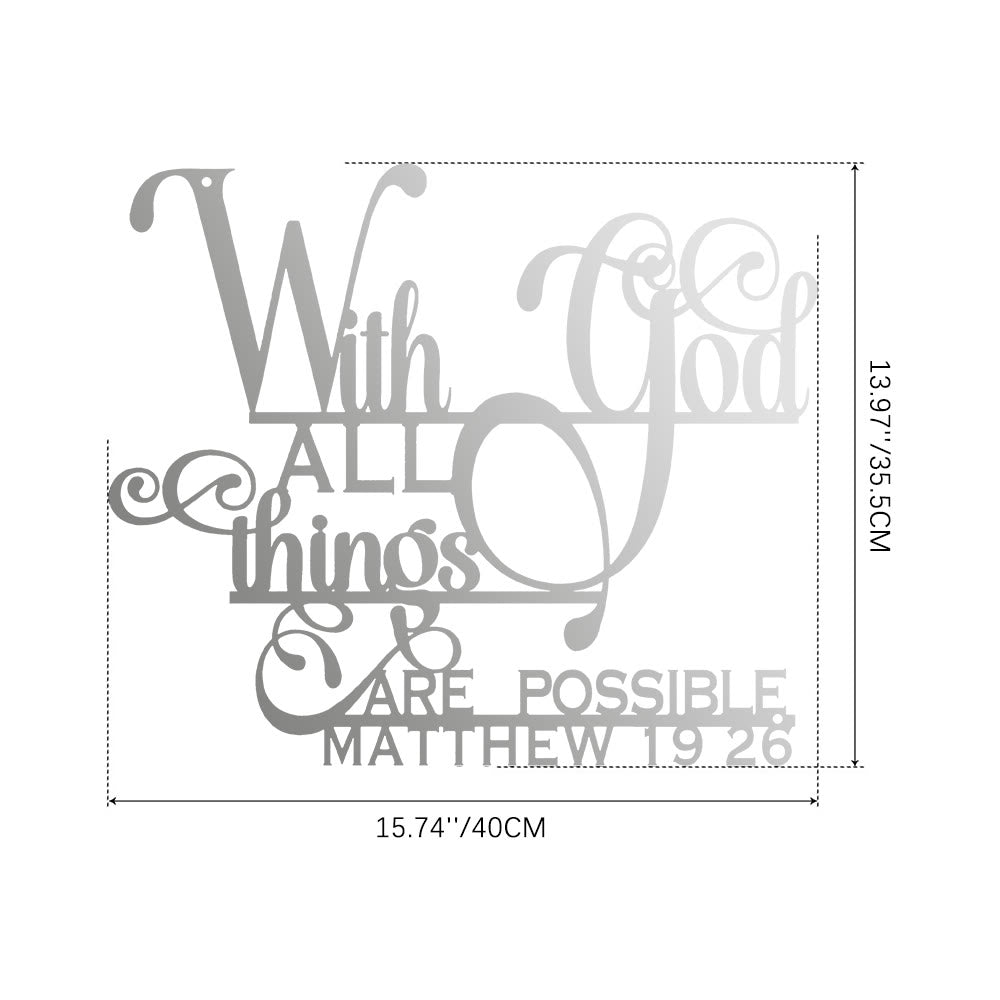 Christianartworkshop Matteo 19:26 Decorazione murale in metallo con Dio: una fede audace per le tue pareti - 13,97''*15,74''*0,04''/35,5*40*0,1 cm - Argento - image 14
