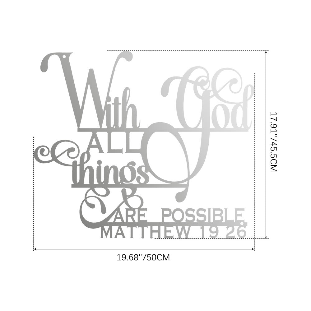 Christianartworkshop Matteo 19:26 Decorazione murale in metallo con Dio: una fede audace per le tue pareti - 17,91''*19,68''*0,05''/45,5*50*0,12cm - Argento - image 15