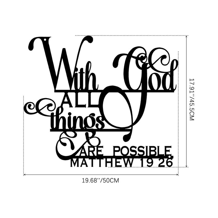 Christianartworkshop Matteo 19:26 Decorazione murale in metallo con Dio: una fede audace per le tue pareti - 17,91''*19,68''*0,06''/45,5*50*0,15cm - Nero - image 7