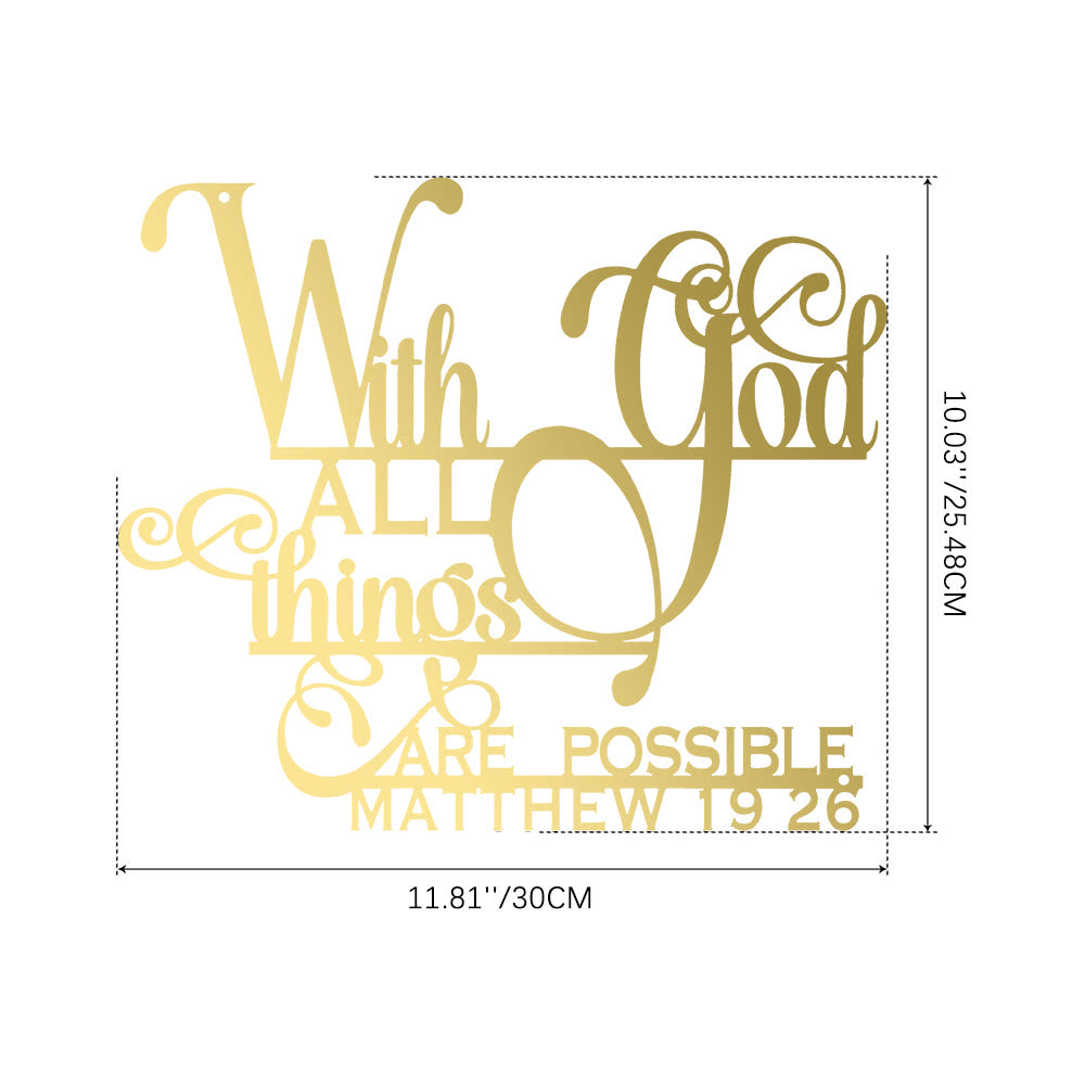 Christianartworkshop Matteo 19:26 Decorazione murale in metallo con Dio: una fede audace per le tue pareti - 10,03''*11,81''*0,04''/25,48*30*0,1 cm - D'oro - image 21