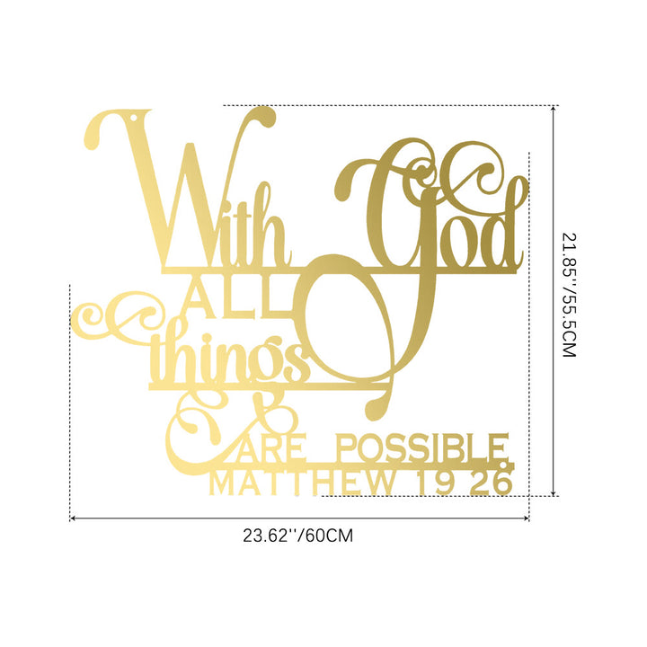 Christianartworkshop Matteo 19:26 Decorazione murale in metallo con Dio: una fede audace per le tue pareti - 21,85''*23,62''*0,05''/55,5*60*0,12cm - D'oro - image 24