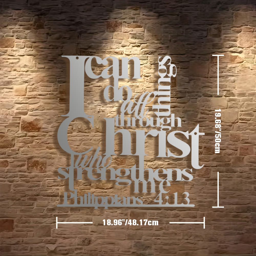 Christianartworkshop Filippesi 4:13 Posso fare ogni cosa Decorazione murale in metallo: La forza di Cristo per le tue pareti - 18,96"*19,68"*0,05"/48,17*50*0,12cm - Argento - image 16