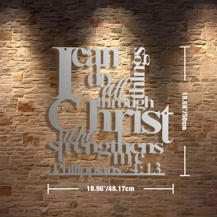 Christianartworkshop Filippesi 4:13 Posso fare ogni cosa Decorazione murale in metallo: La forza di Cristo per le tue pareti - 18,96"*19,68"*0,05"/48,17*50*0,12cm - Argento - image 16