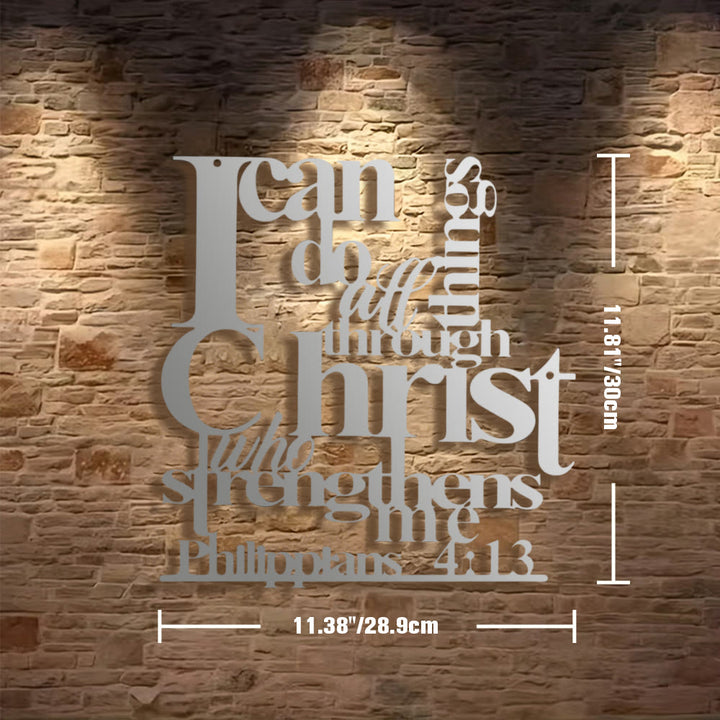 Christianartworkshop Filippesi 4:13 Posso fare ogni cosa Decorazione murale in metallo: La forza di Cristo per le tue pareti - 11,38''*11,81'*0,04"/28,9*30*0,1 cm - Argento - image 14
