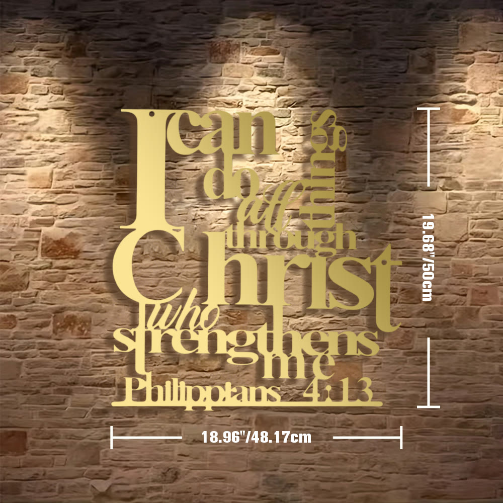Christianartworkshop Filippesi 4:13 Posso fare ogni cosa Decorazione murale in metallo: La forza di Cristo per le tue pareti - 18,96"*19,68"*0,05"/48,17*50*0,12cm - D'oro - image 24