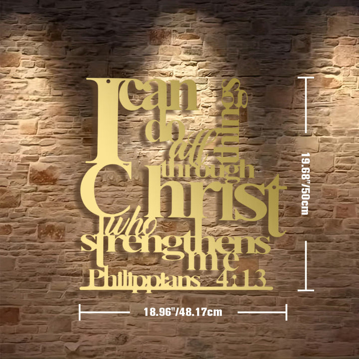 Christianartworkshop Filippesi 4:13 Posso fare ogni cosa Decorazione murale in metallo: La forza di Cristo per le tue pareti - 18,96"*19,68"*0,05"/48,17*50*0,12cm - D'oro - image 24