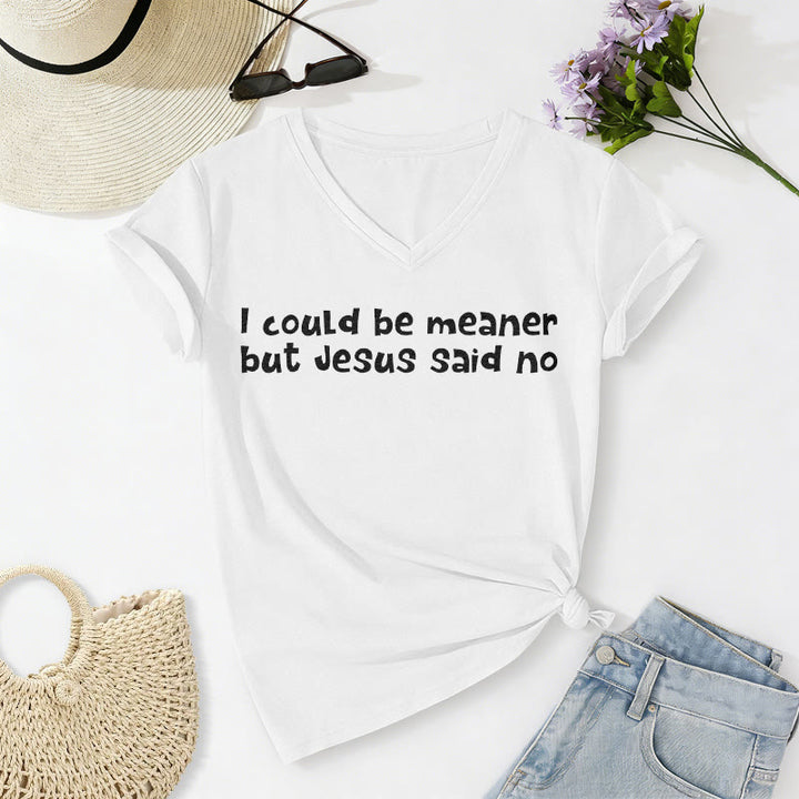 Christianartworkshop Maglietta casual con scollo a V "Potrei essere più cattivo, ma Gesù ha detto di no" con scritta divertente a tema religioso. - Bianco - 2XL - image 18