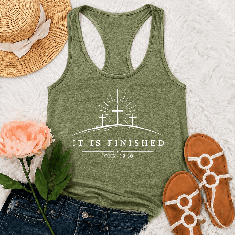 Christianartworkshop Canotta classica Faith It Is Finished con spalline incrociate sulla schiena - Verde oliva - 2XL - image 15