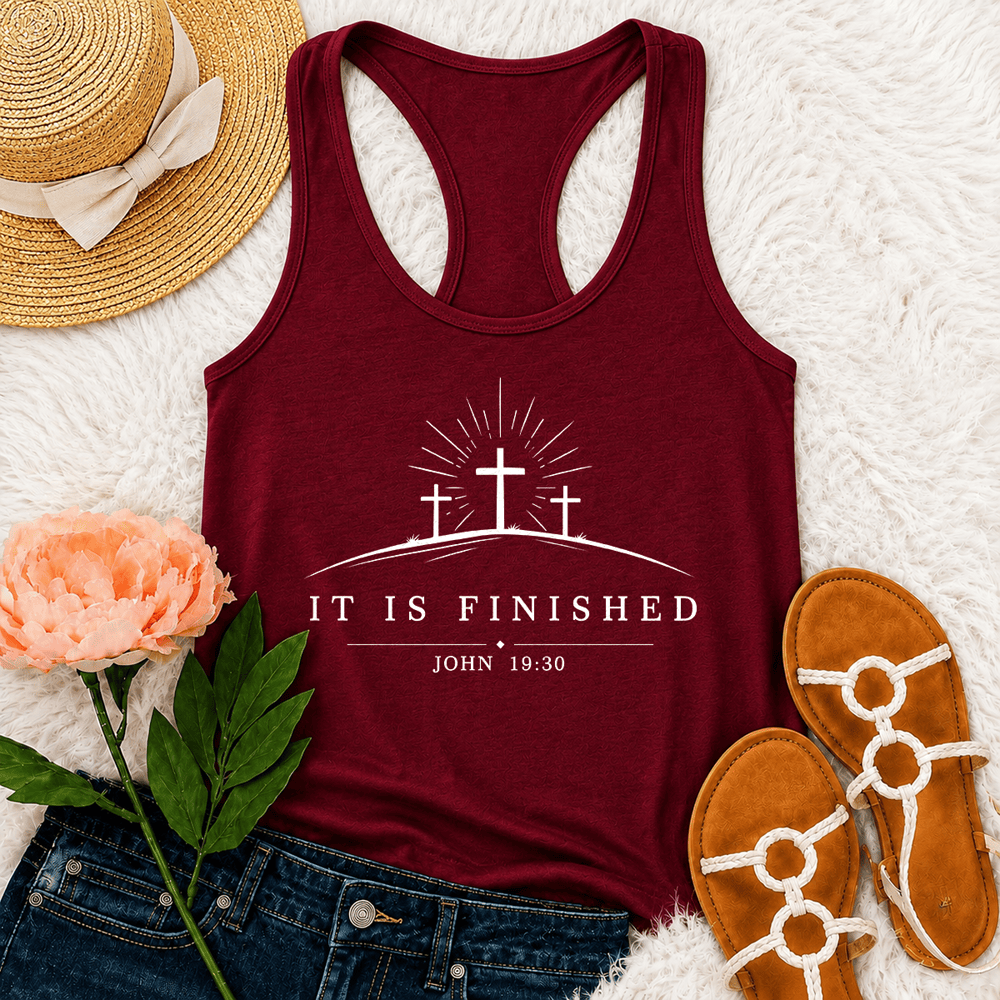 Christianartworkshop Canotta classica Faith It Is Finished con spalline incrociate sulla schiena - Vino - 2XL - image 24