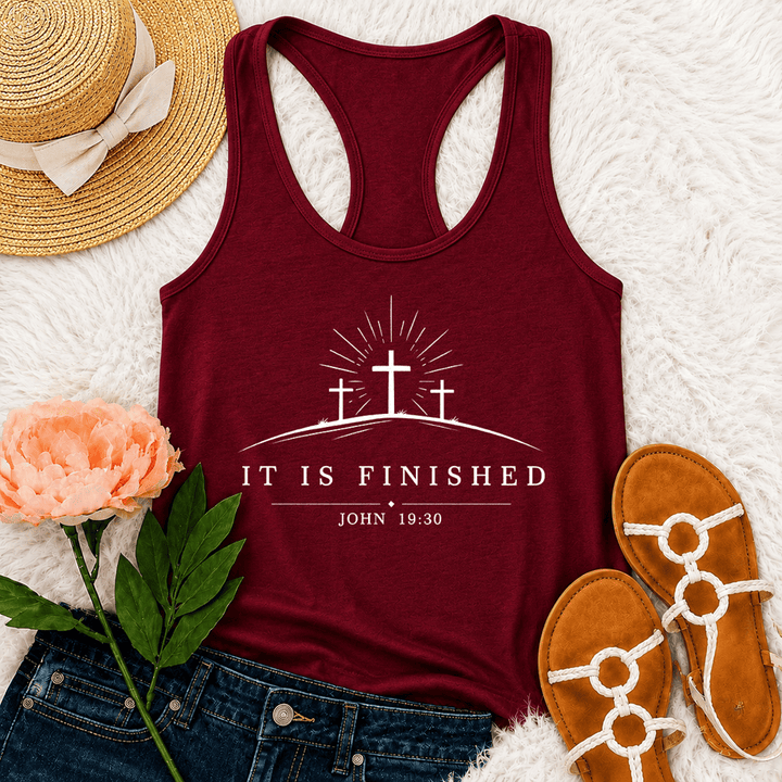 Christianartworkshop Canotta classica Faith It Is Finished con spalline incrociate sulla schiena - Vino - 2XL - image 24