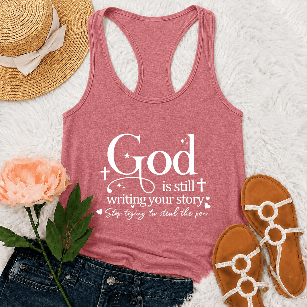 Christianartworkshop Dio sta ancora scrivendo la tua storia - Canotta da allenamento cristiana con spalline incrociate sulla schiena - Rosa - 2XL - image 21