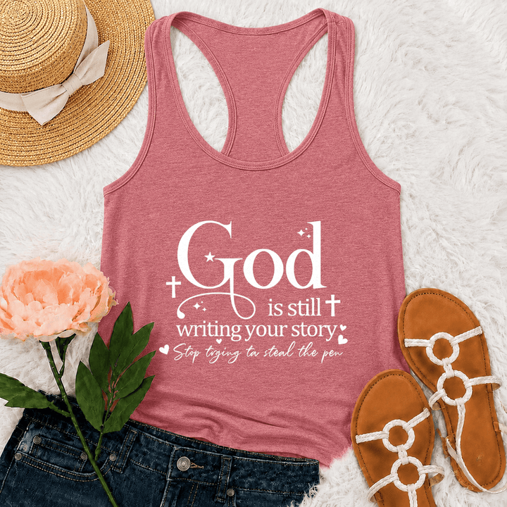 Christianartworkshop Dio sta ancora scrivendo la tua storia - Canotta da allenamento cristiana con spalline incrociate sulla schiena - Rosa - 2XL - image 21