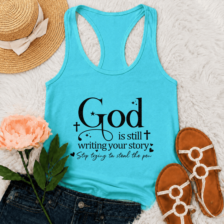 Christianartworkshop Dio sta ancora scrivendo la tua storia - Canotta da allenamento cristiana con spalline incrociate sulla schiena - Menta - 2XL - image 12