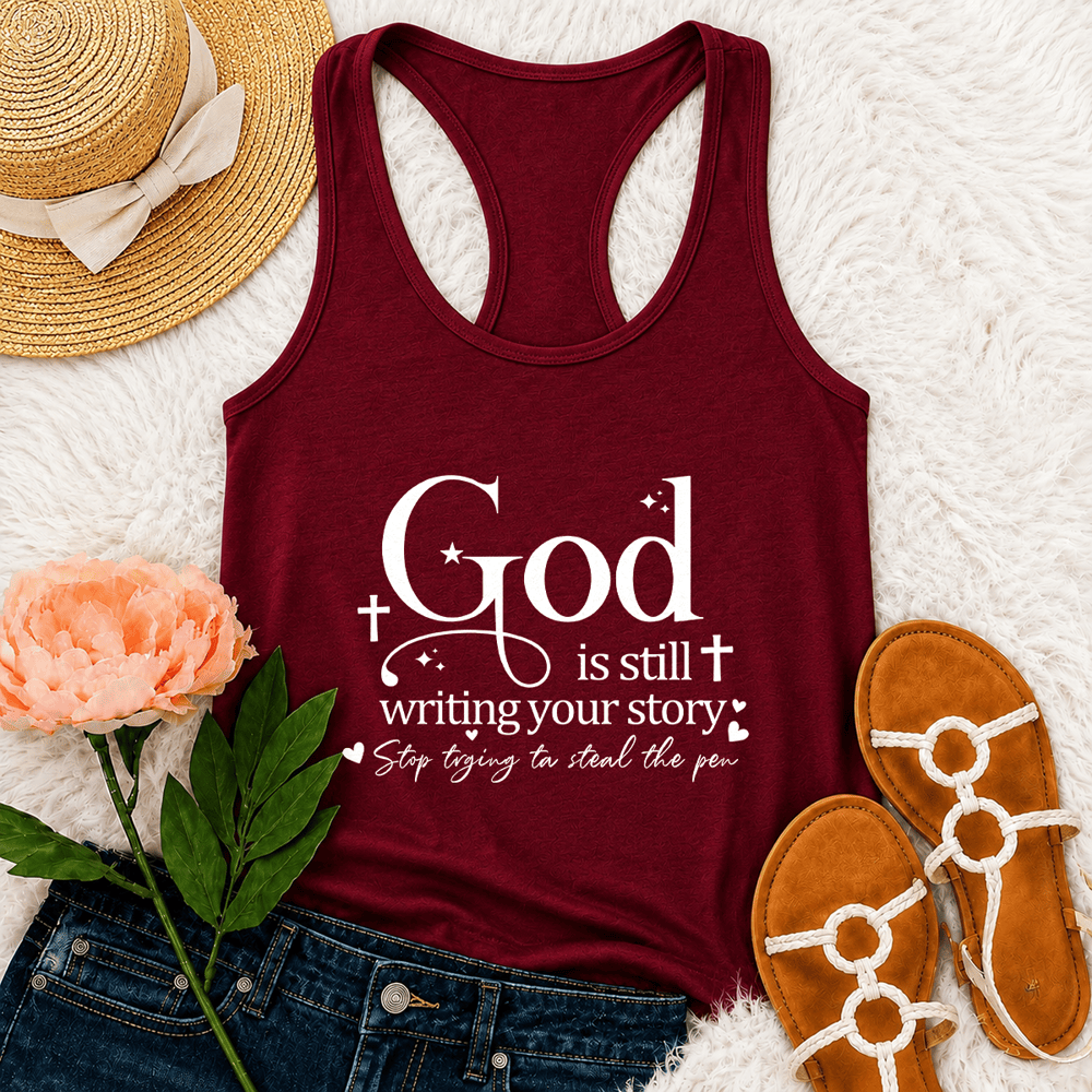 Christianartworkshop Dio sta ancora scrivendo la tua storia - Canotta da allenamento cristiana con spalline incrociate sulla schiena - Vino - 2XL - image 24
