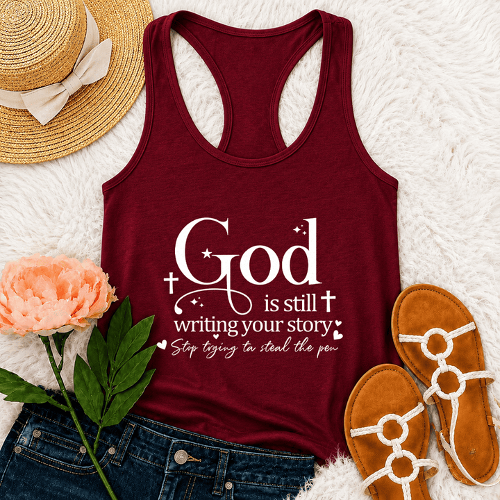 Christianartworkshop Dio sta ancora scrivendo la tua storia - Canotta da allenamento cristiana con spalline incrociate sulla schiena - Vino - 2XL - image 24