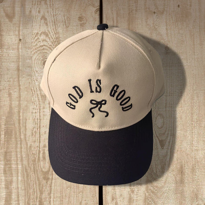 Christianartworkshop Dio è buono - Ricamo a fiocco, visiera leopardata, cappellino da baseball regolabile - Nero - image 1