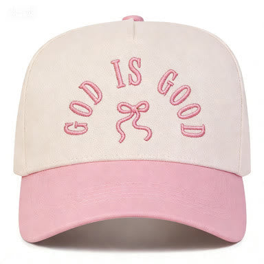 Christianartworkshop Cappellino da baseball unisex con visiera curva e scritta "God Is Good" ricamata con fiocco. - image 3