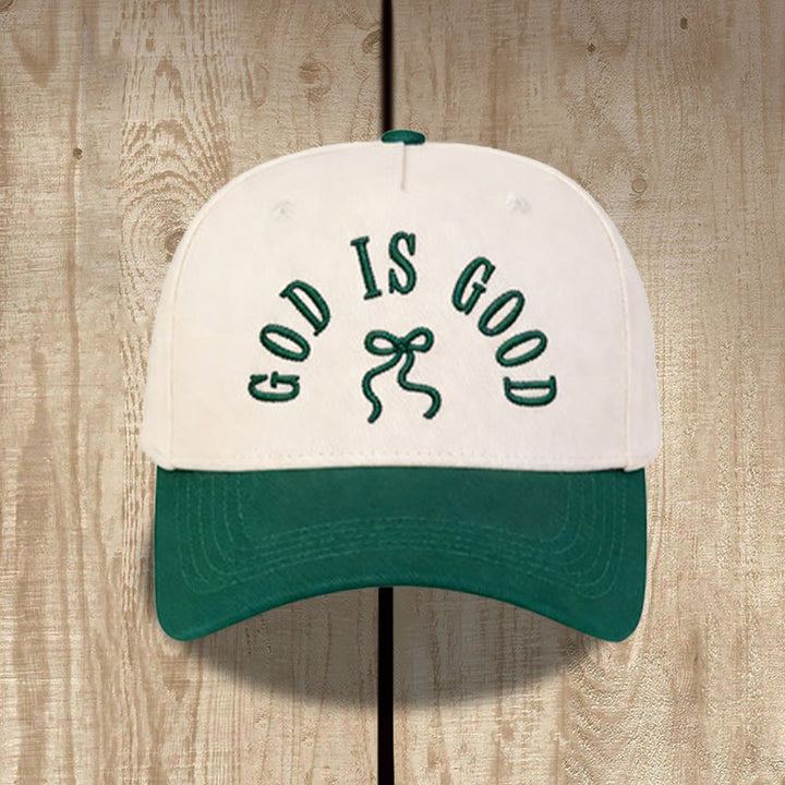 Christianartworkshop Cappellino da baseball unisex con visiera curva e scritta "God Is Good" ricamata con fiocco. - Verde - image 10
