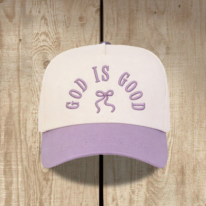 Christianartworkshop Cappellino da baseball unisex con visiera curva e scritta "God Is Good" ricamata con fiocco. - Viola - image 12