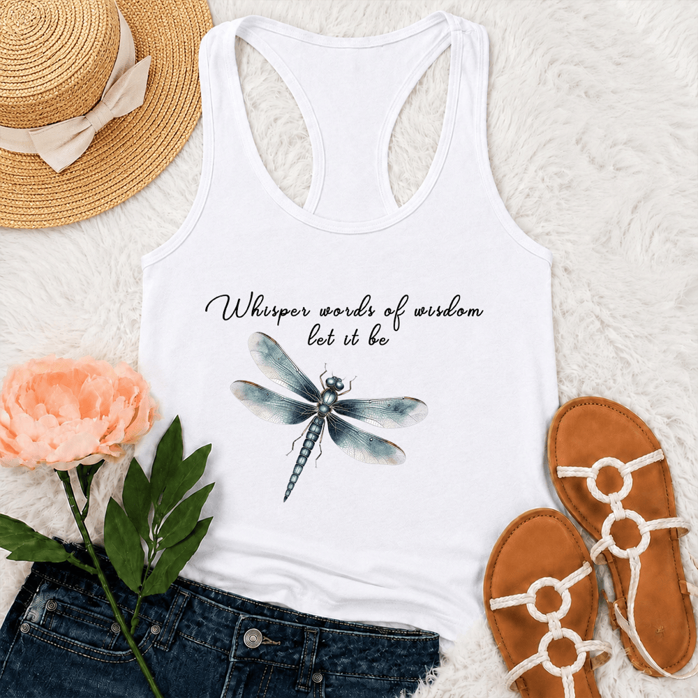 Christianartworkshop Canotta da donna con stampa libellula ad acquerello "Let It Be" - Bianco - 2XL - image 6