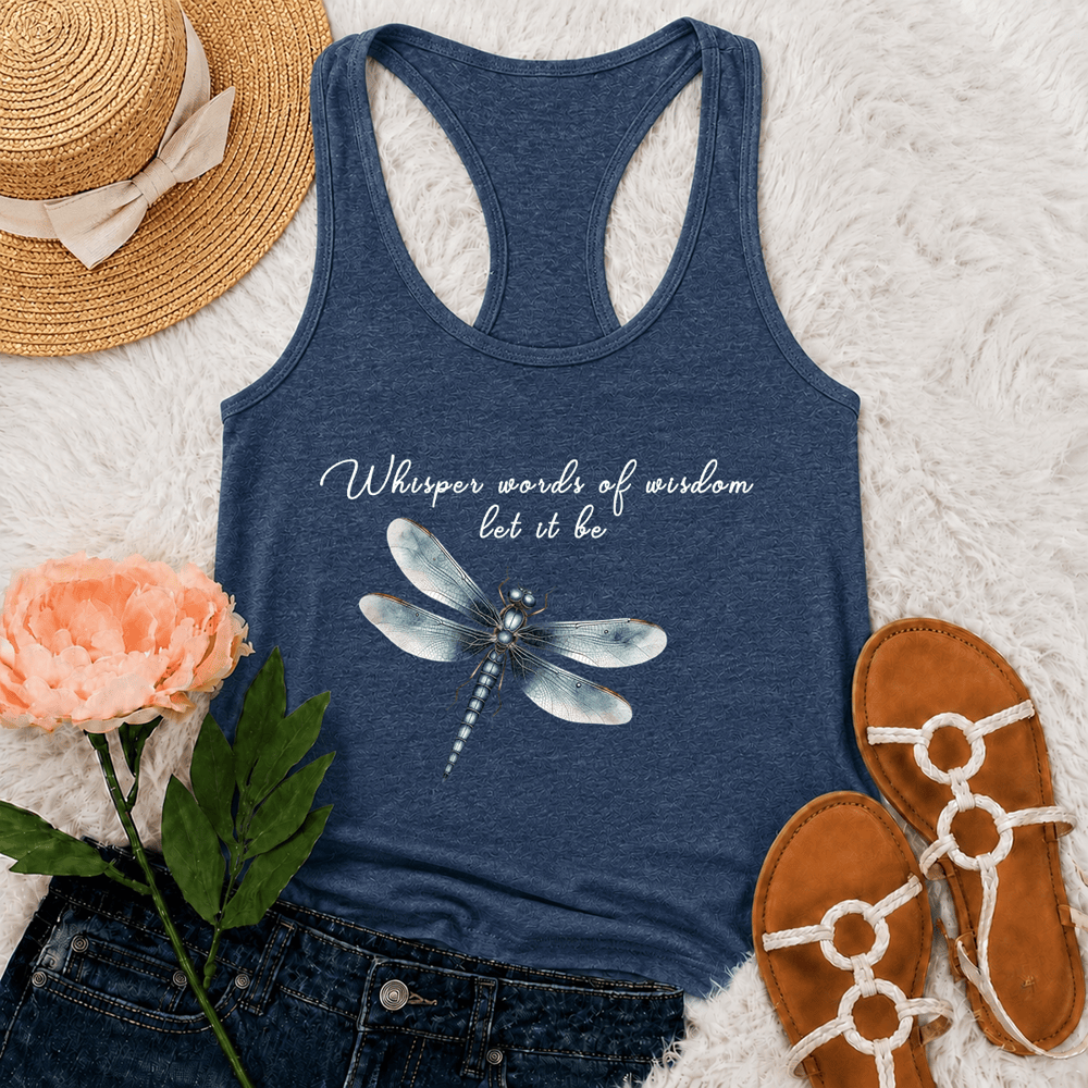 Christianartworkshop Canotta da donna con stampa libellula ad acquerello "Let It Be" - Blu navy - 2XL - image 15