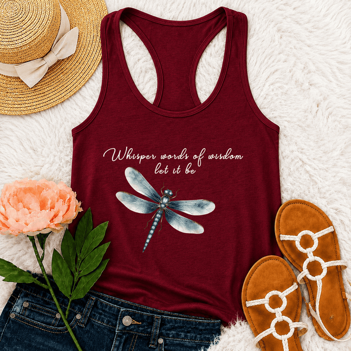 Christianartworkshop Canotta da donna con stampa libellula ad acquerello "Let It Be" - Vino - 2XL - image 24