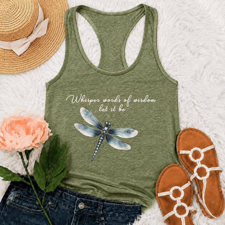 Christianartworkshop Canotta da donna con stampa libellula ad acquerello "Let It Be" - Verde oliva - 2XL - image 18