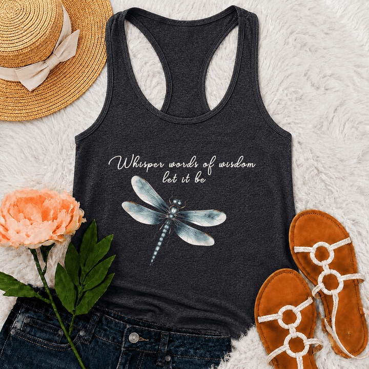Christianartworkshop Canotta da donna con stampa libellula ad acquerello "Let It Be" - Grigio - 2XL - image 9