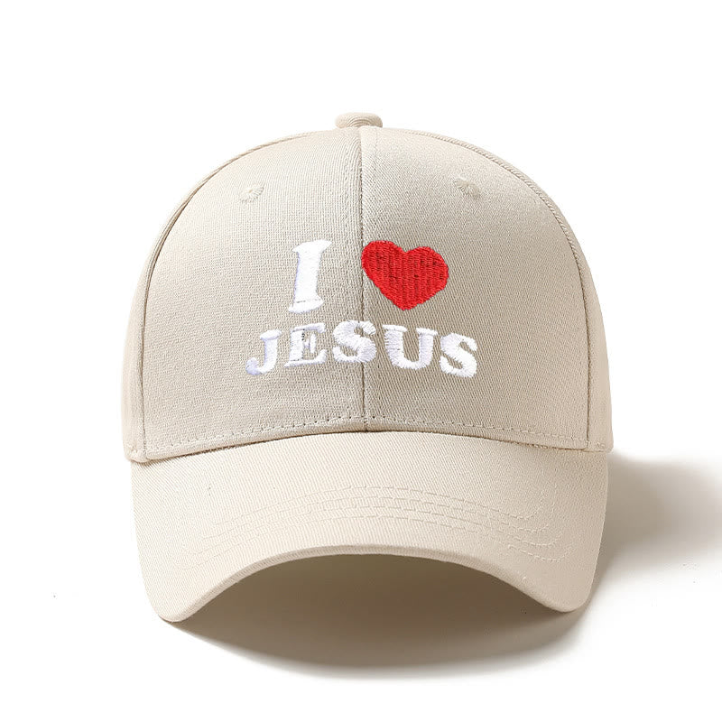 Christianartworkshop Cappellino da baseball regolabile con ricamo a forma di cuore "I Love Jesus". - Beige - image 2
