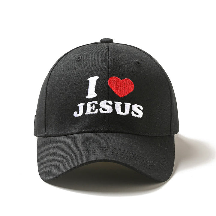 Christianartworkshop Cappellino da baseball regolabile con ricamo a forma di cuore "I Love Jesus" - Nero - image 0