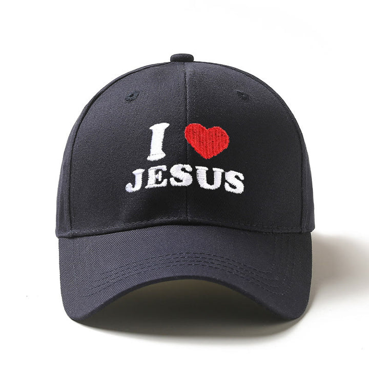 Christianartworkshop Cappellino da baseball regolabile con ricamo a forma di cuore "I Love Jesus" - Blu navy - image 6