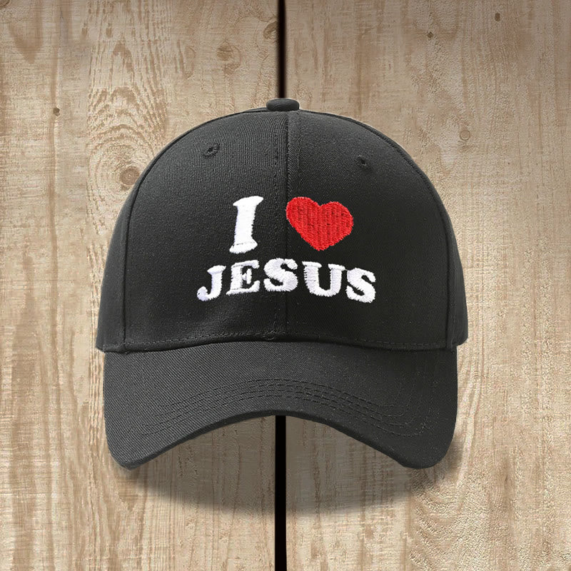 Christianartworkshop Cappellino da baseball regolabile con ricamo a forma di cuore "I Love Jesus". - image 1