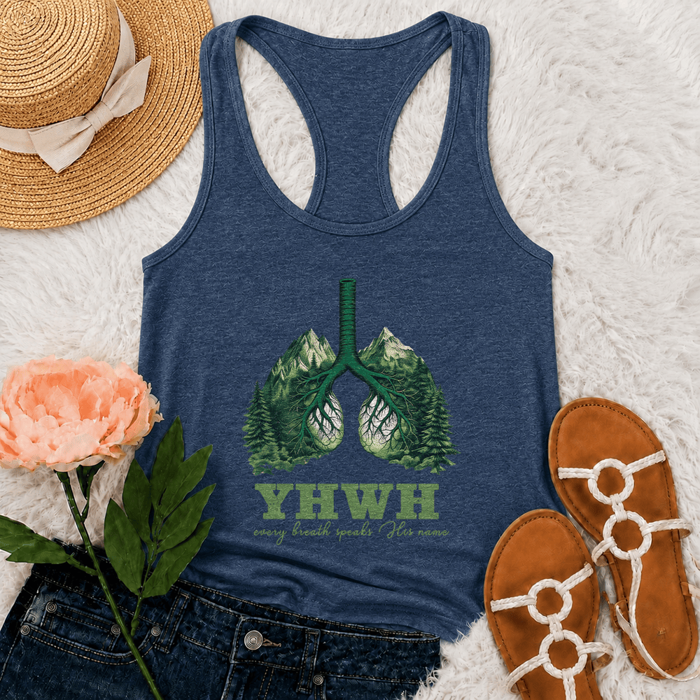 Christianartworkshop Canotta da corsa YHWH Ogni respiro pronuncia il Suo nome - Blu navy - 2XL - image 15