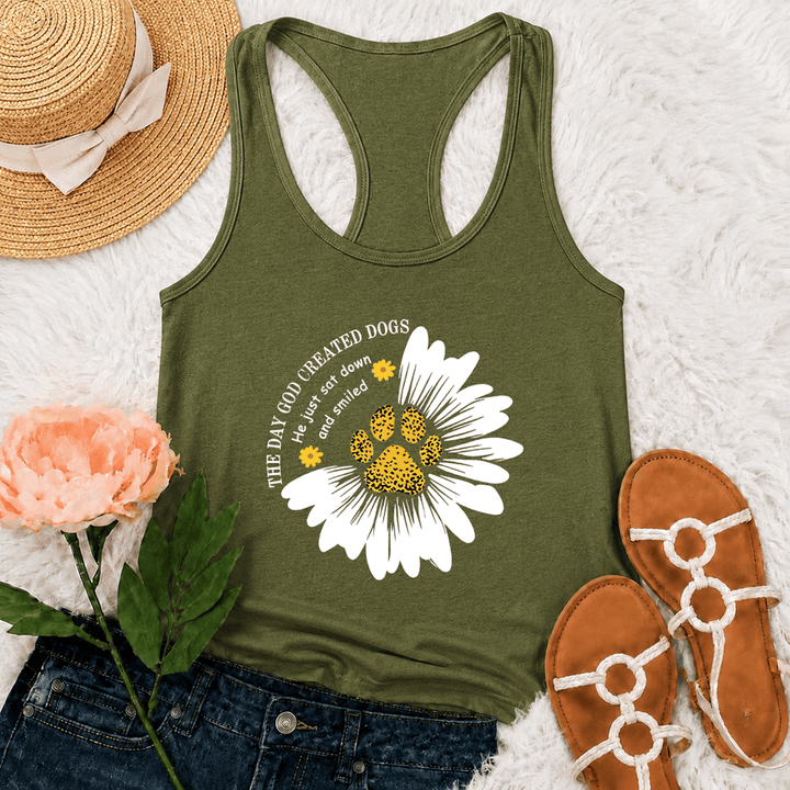 Christianartworkshop Canotta da corsa con stampa "Il giorno in cui Dio creò i cani" - Verde militare - 2XL - image 21