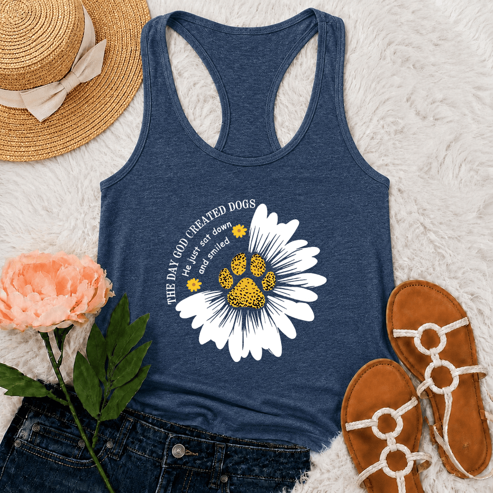 Christianartworkshop Canotta da corsa con stampa "Il giorno in cui Dio creò i cani" - Blu navy - 2XL - image 15