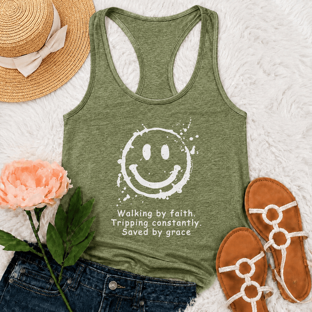 Christianartworkshop Canotta da vogatore "Walking By Faith Saved By Grace" - Verde oliva - 2XL - image 18
