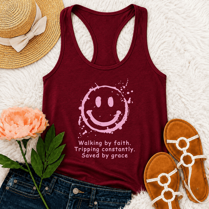 Christianartworkshop Canotta da vogatore "Walking By Faith Saved By Grace" - Vino - 2XL - image 24