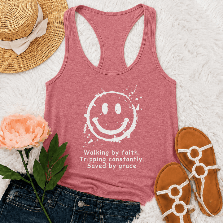 Christianartworkshop Canotta da vogatore "Walking By Faith Saved By Grace" - Rosa - 2XL - image 0