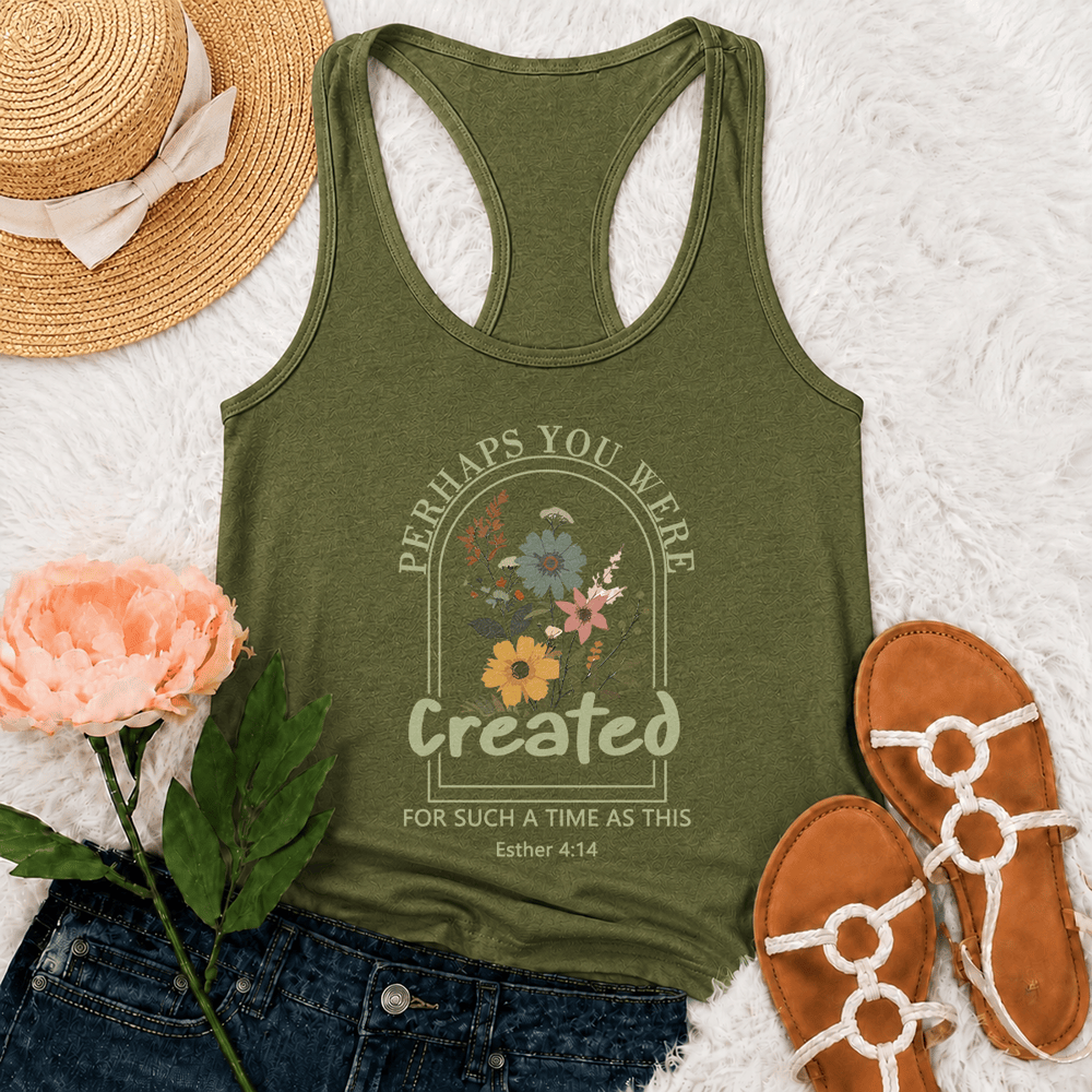 Christianartworkshop Wildflower Forse sei stato creato per un momento come questo canotta da corsa - Verde militare - 2XL - image 21