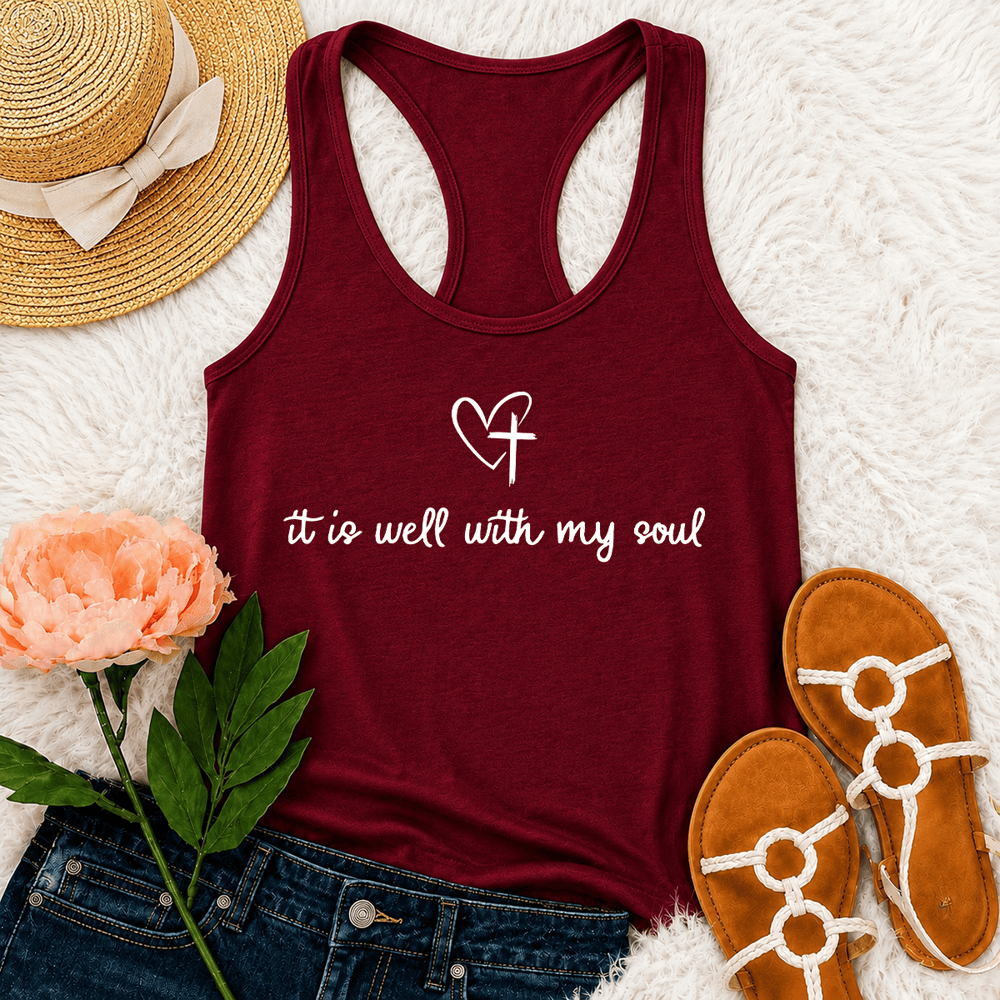Christianartworkshop Tutto va bene con la mia anima Canotta con spalline incrociate sul retro - Vino - 2XL - image 24