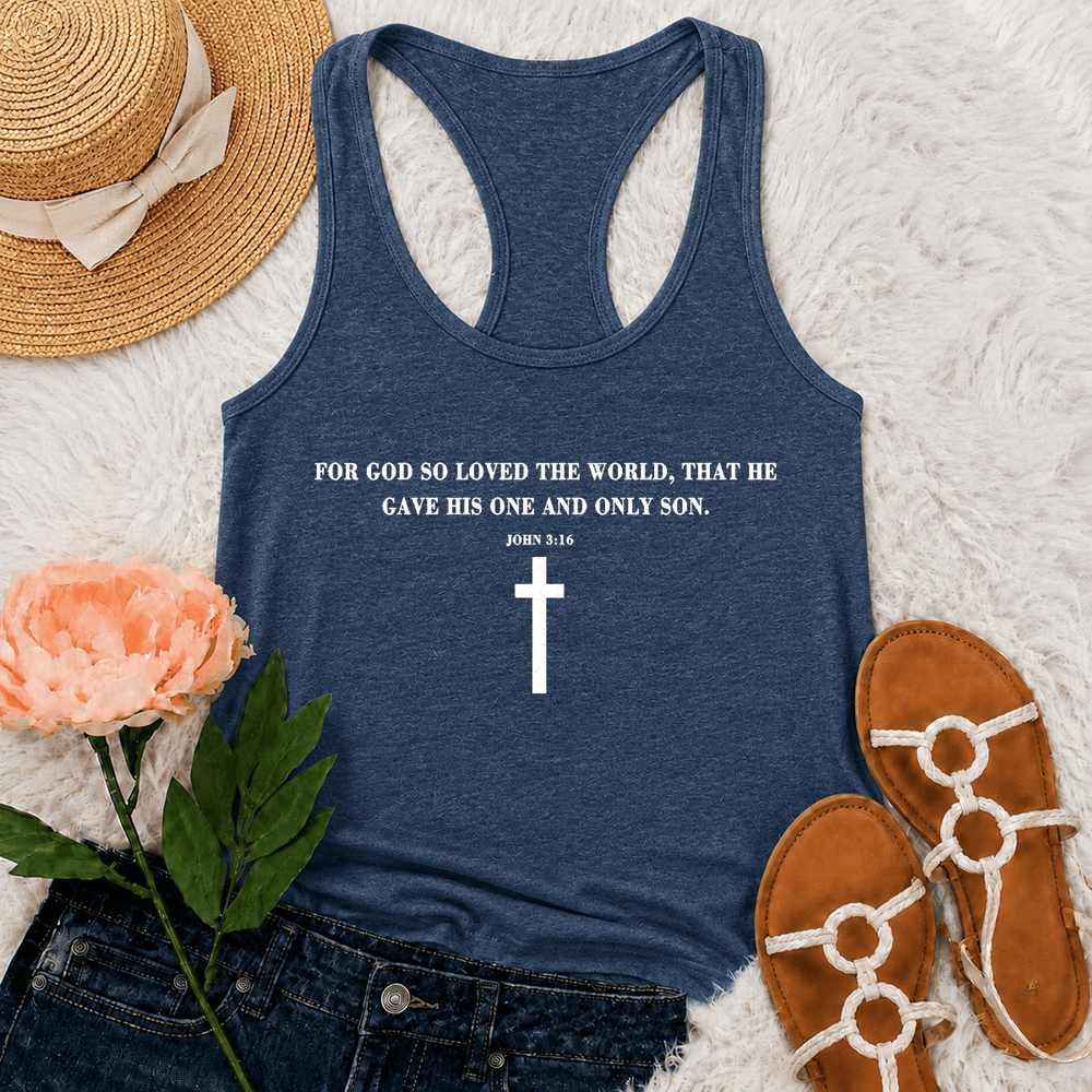Christianartworkshop Giovanni 3:16 Dio ha tanto amato il mondo - Canotta da corsa - Blu navy - 2XL - image 0