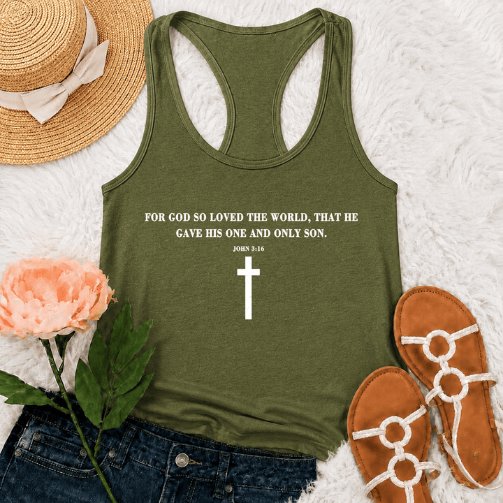Christianartworkshop Giovanni 3:16 Dio ha tanto amato il mondo - Canotta da corsa - Verde militare - 2XL - image 18